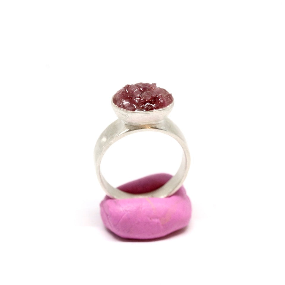 “Baby Crush Cup” ring sterling silver and pink tourmaline