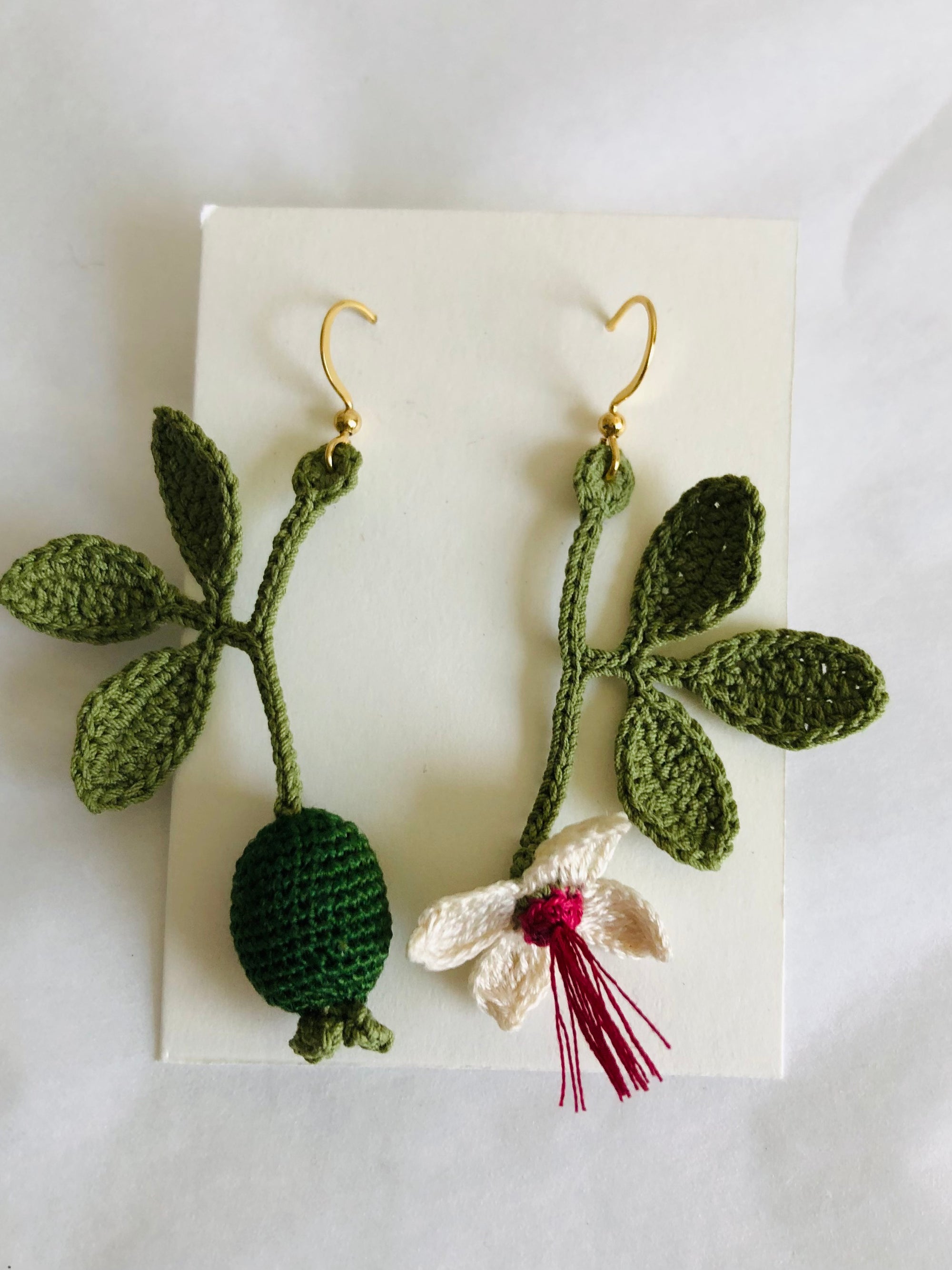 Hand crocheted feijoa earrings