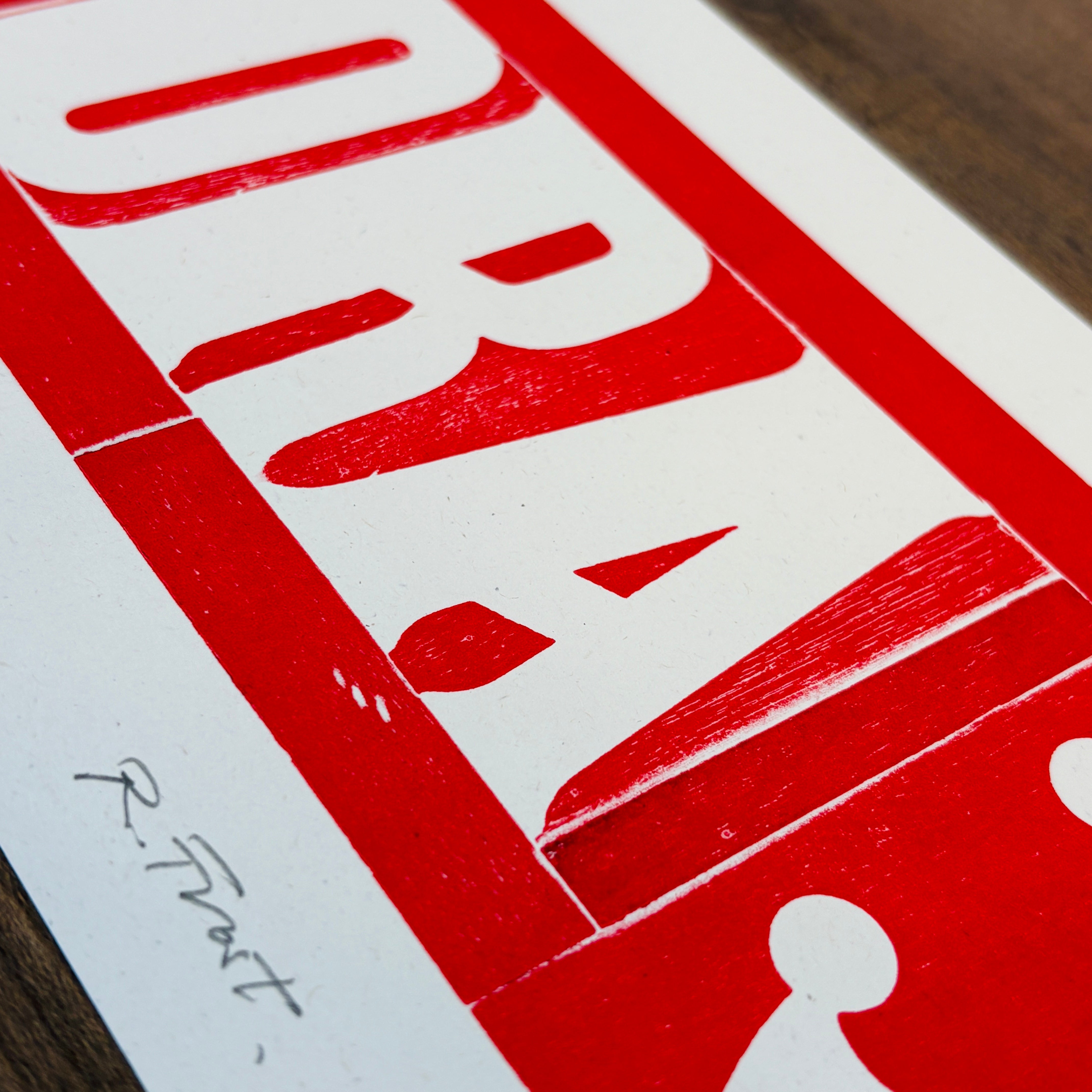 Typographical print with black and ombre notes