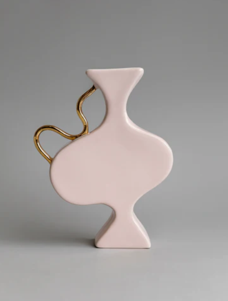 Harlequin orange and pink ceramic jug by Formantics