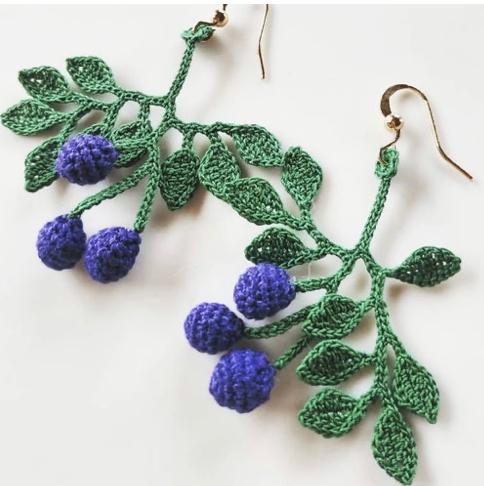 Collection of embroidered flower and plant earrings