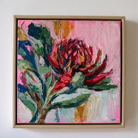 Painting on canvas of red flower