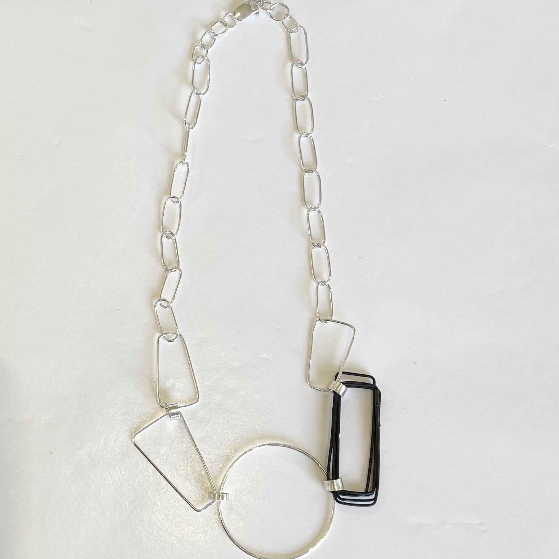 Silver Necklace with black pieces