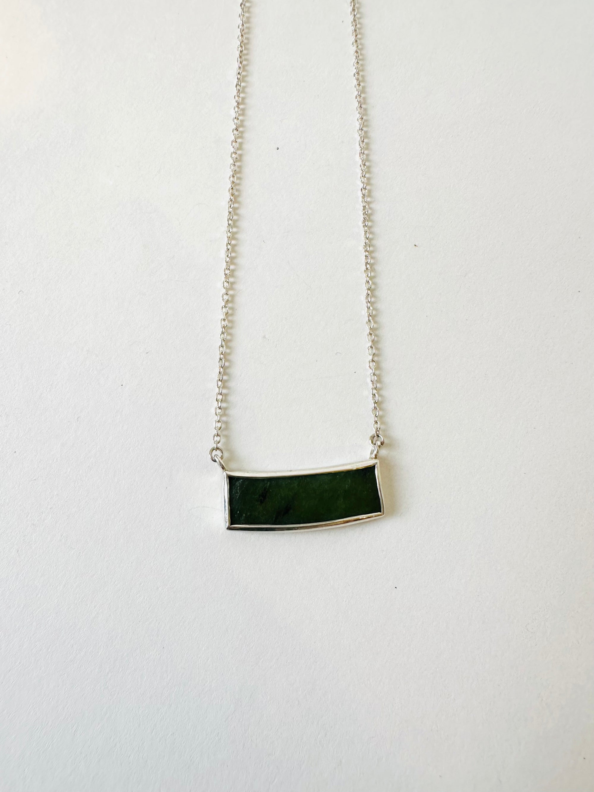 West Coast pounamu and sterling silver pendant necklace