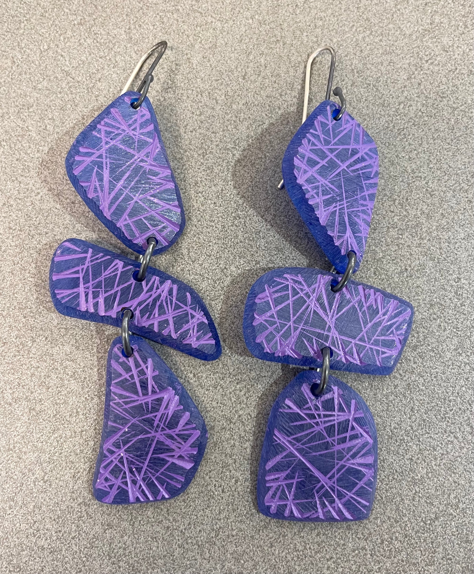 3 Pebble Earrings - Blue/Purple