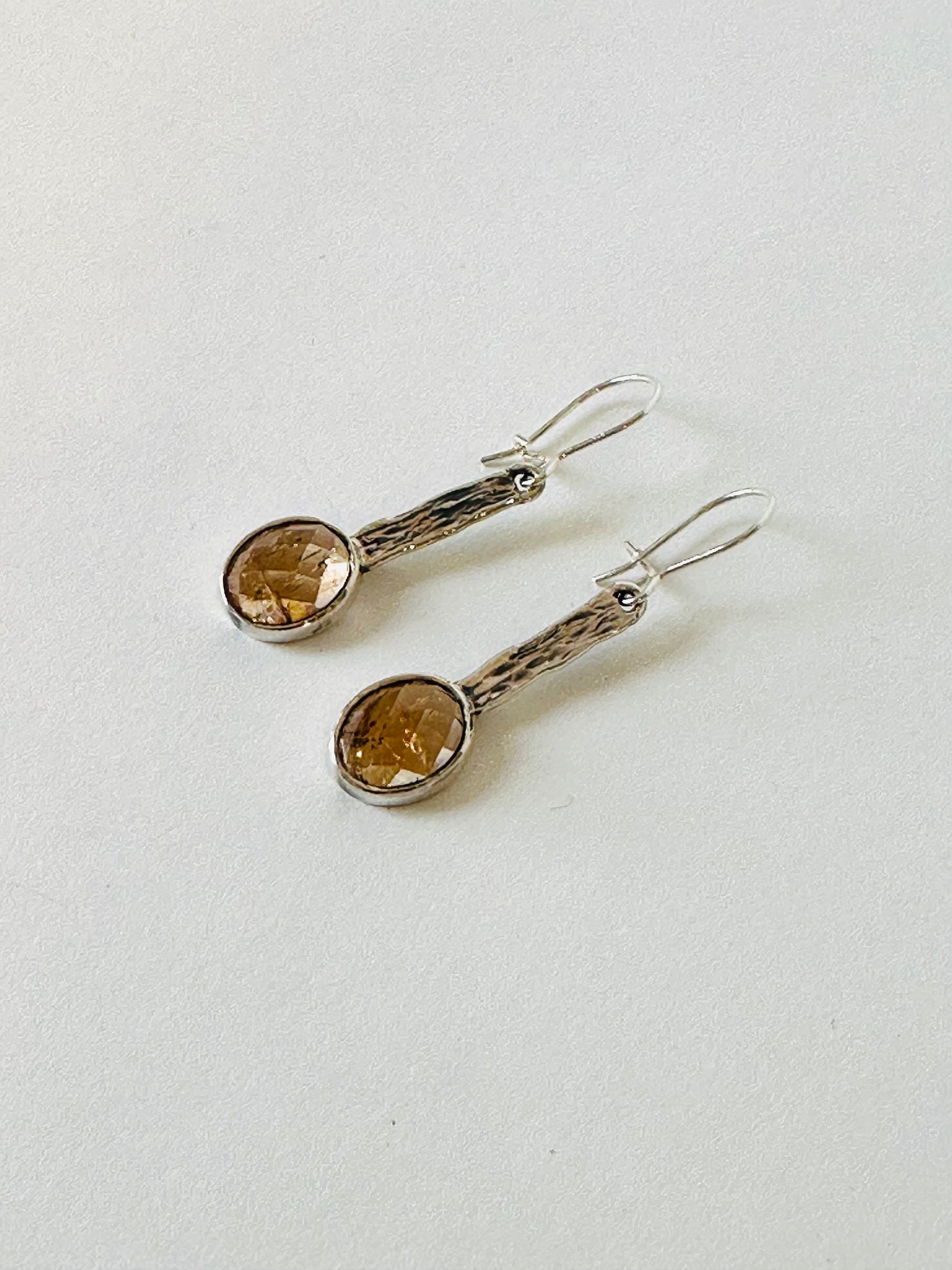 Rose cut golden topaz earrings