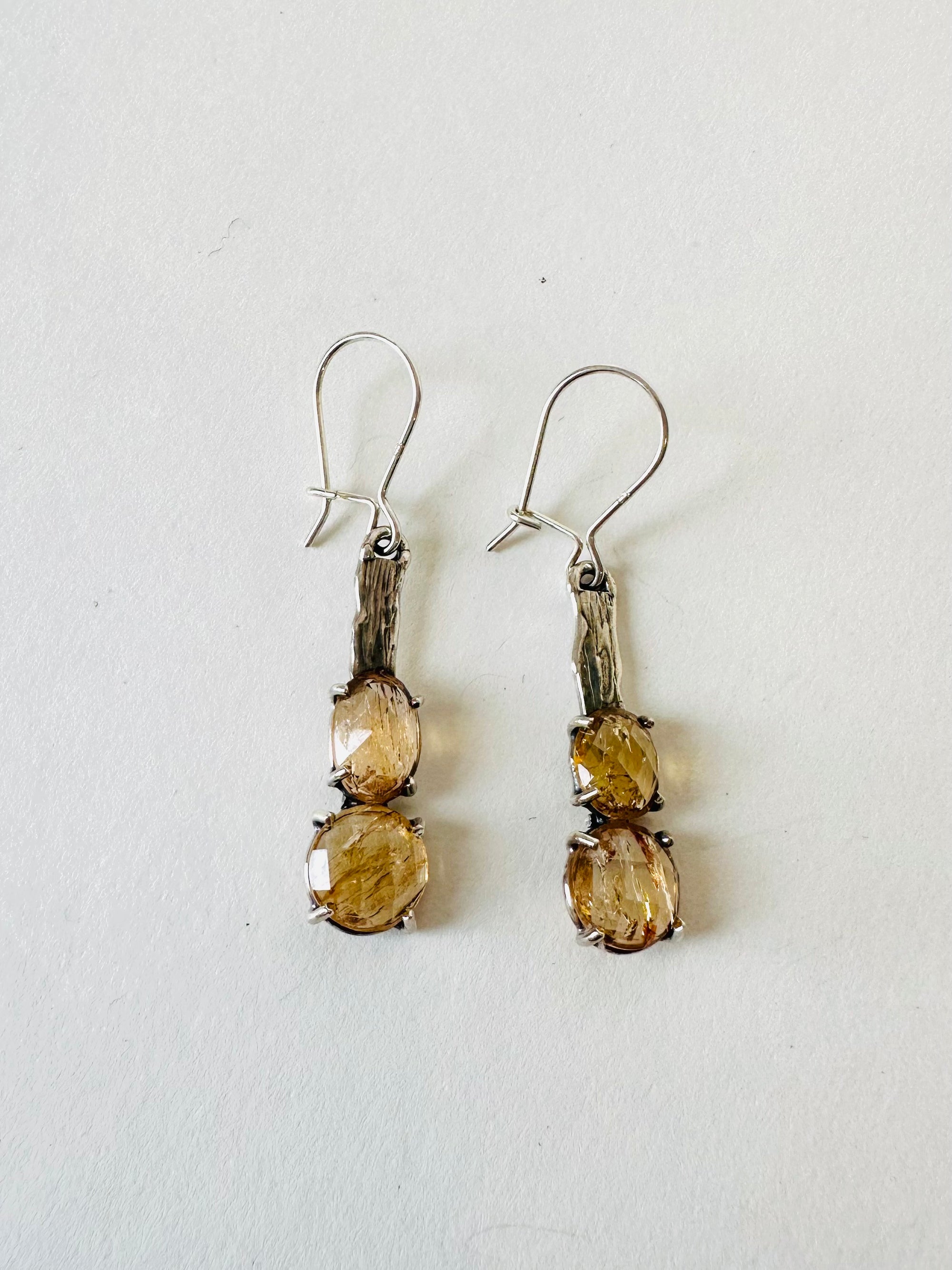 Rose cut golden topaz earrings