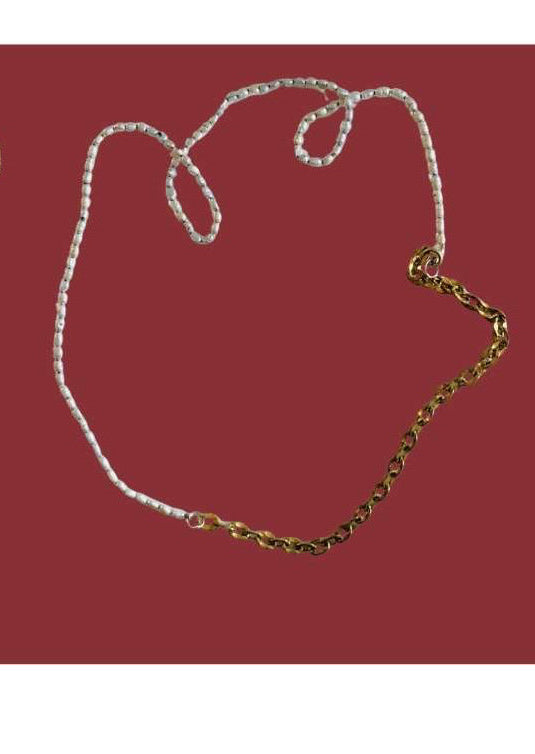 Sterling silver, chain and seed pearl necklace