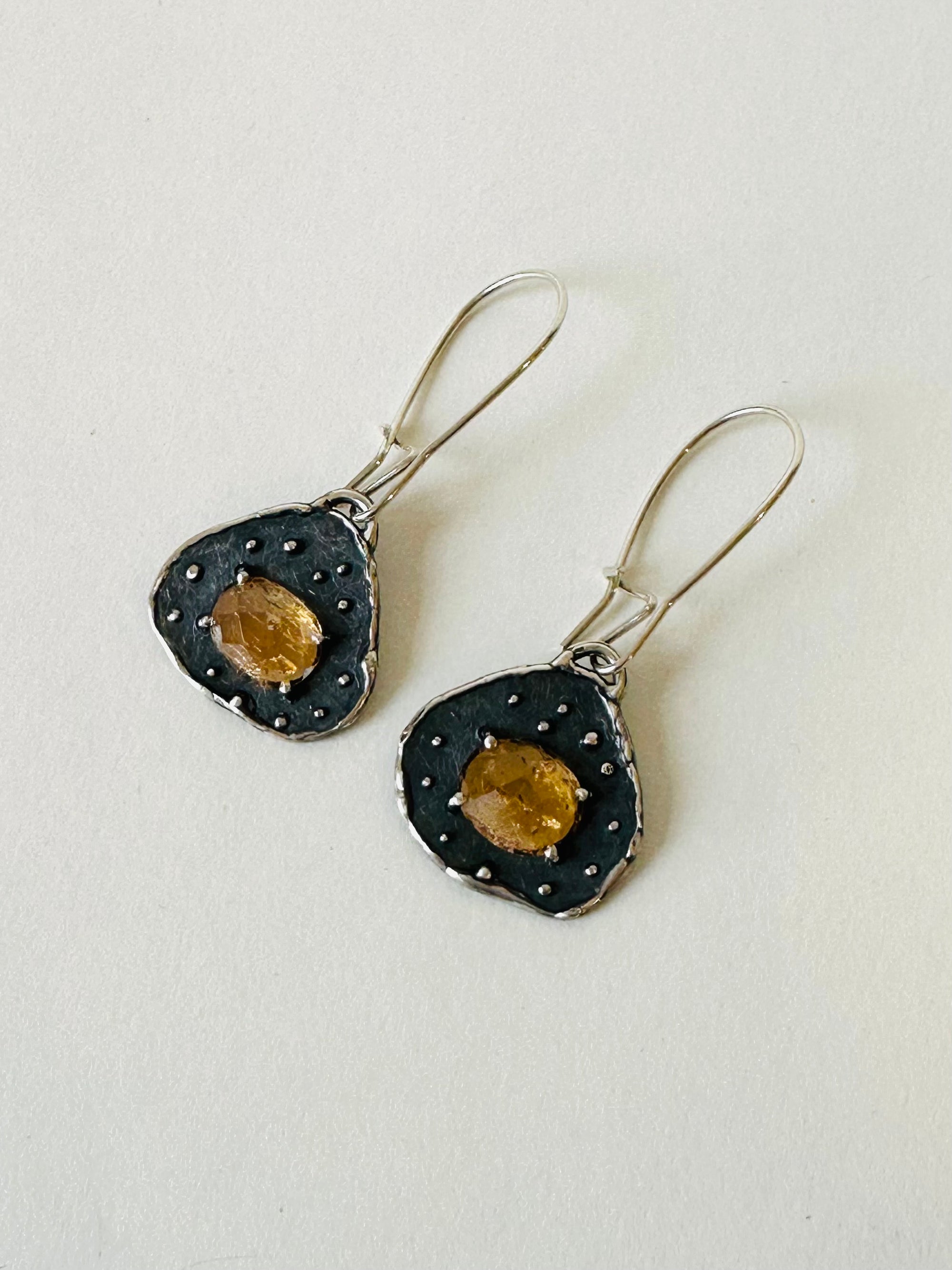 Rose cut golden topaz earrings