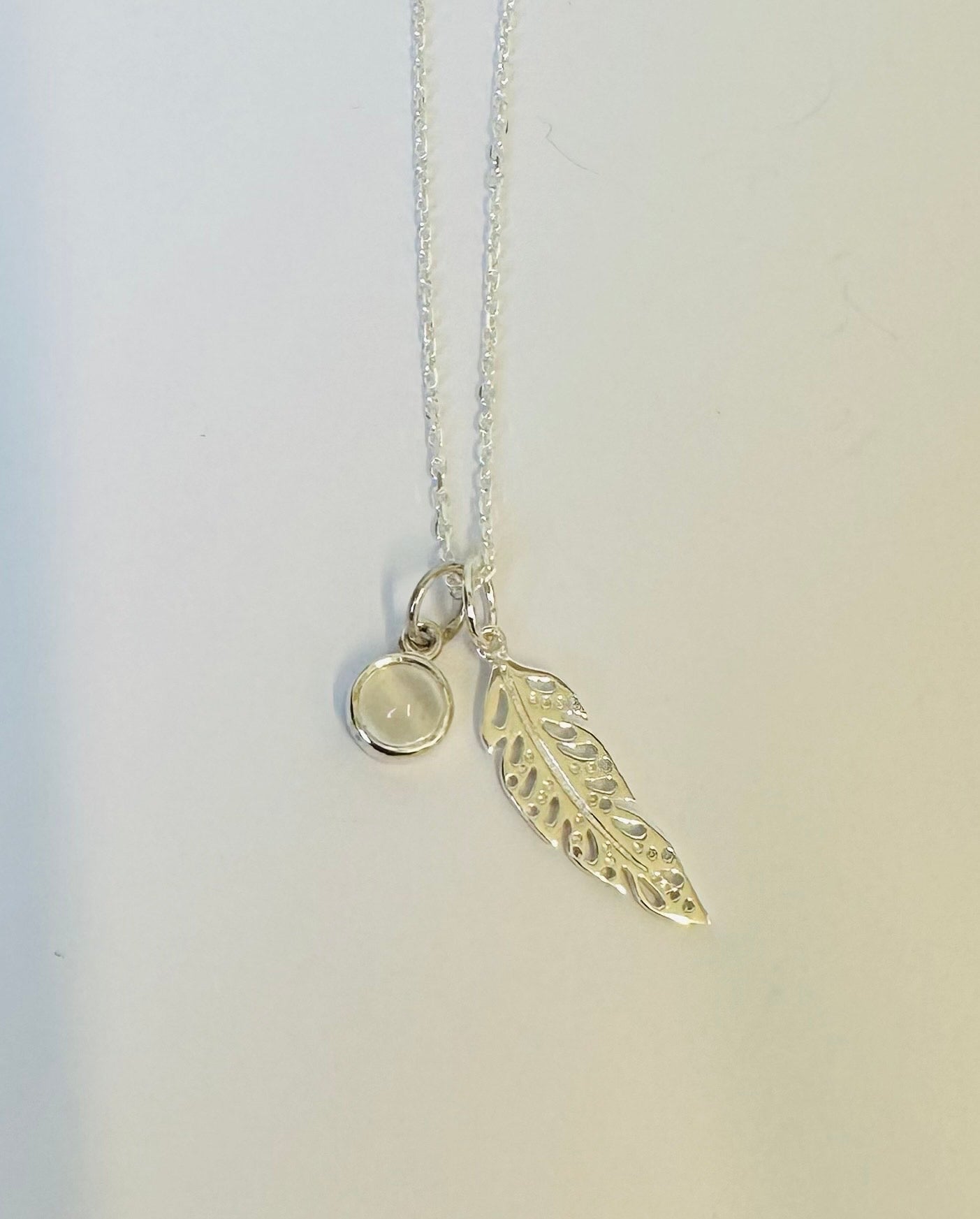 Feather and Moonstone Pendant