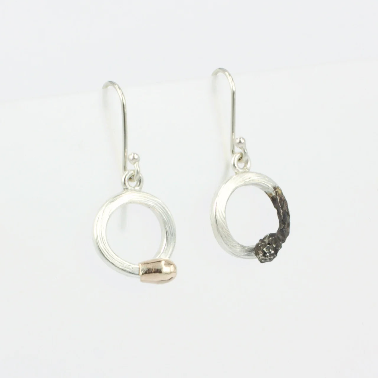 Coiled Match Earrings- Sterling silver and 9c. Gold