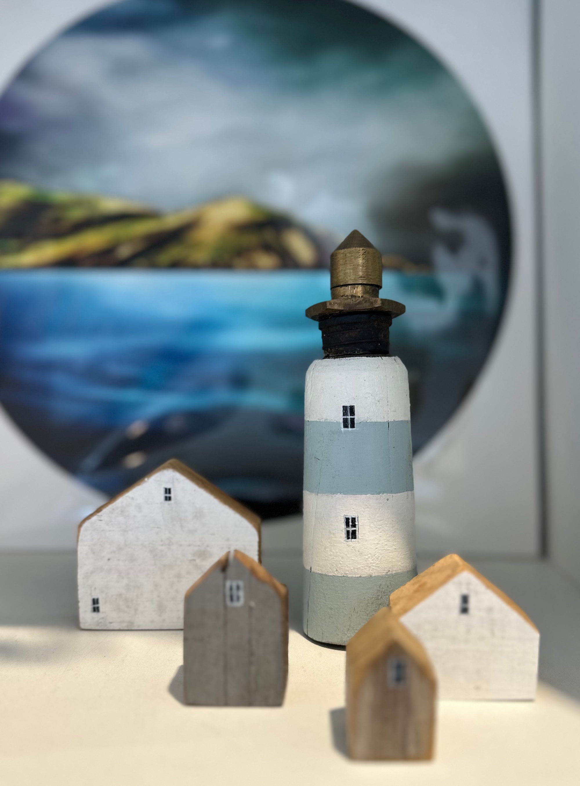 Blue Wooden Lighthouse Set