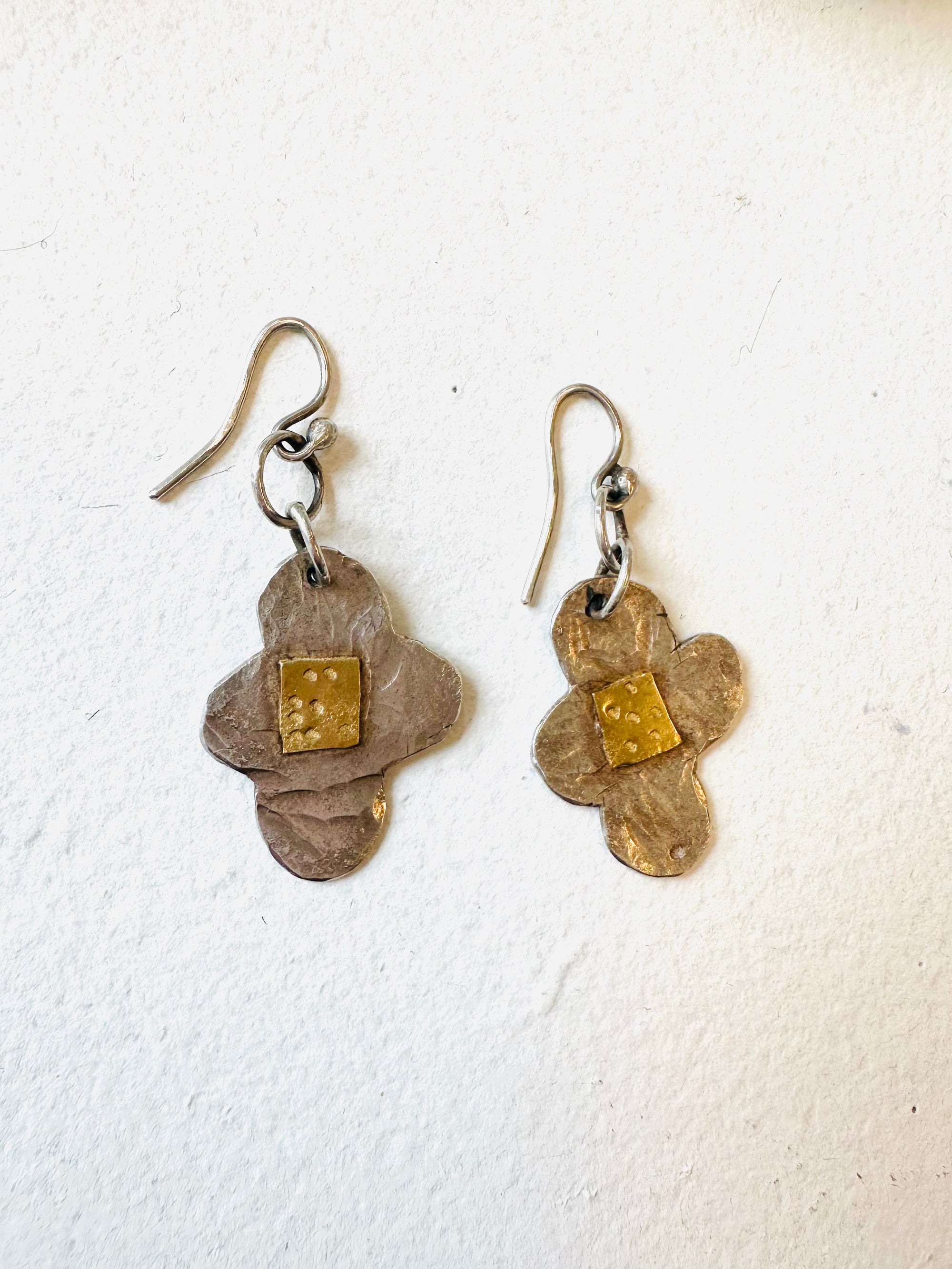 Stirling Silver and 18ct Gold Flower Earrings