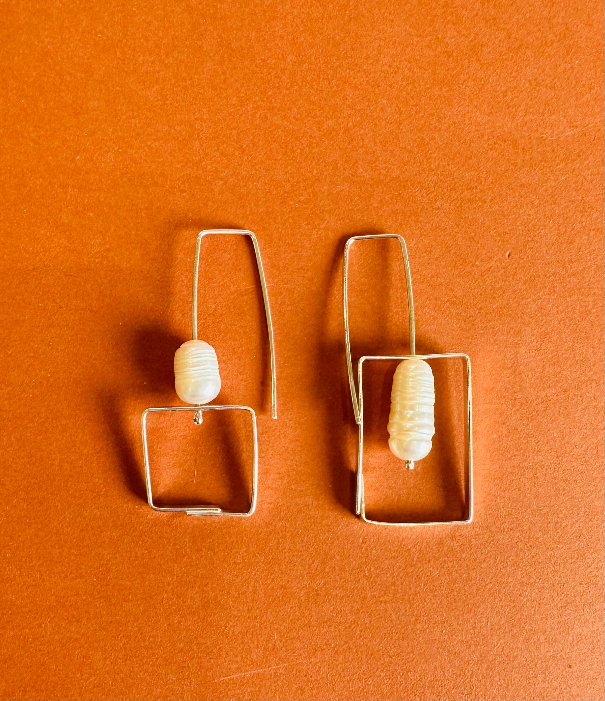 (Copy) Freshwater Pearl & Silver Square Earrings