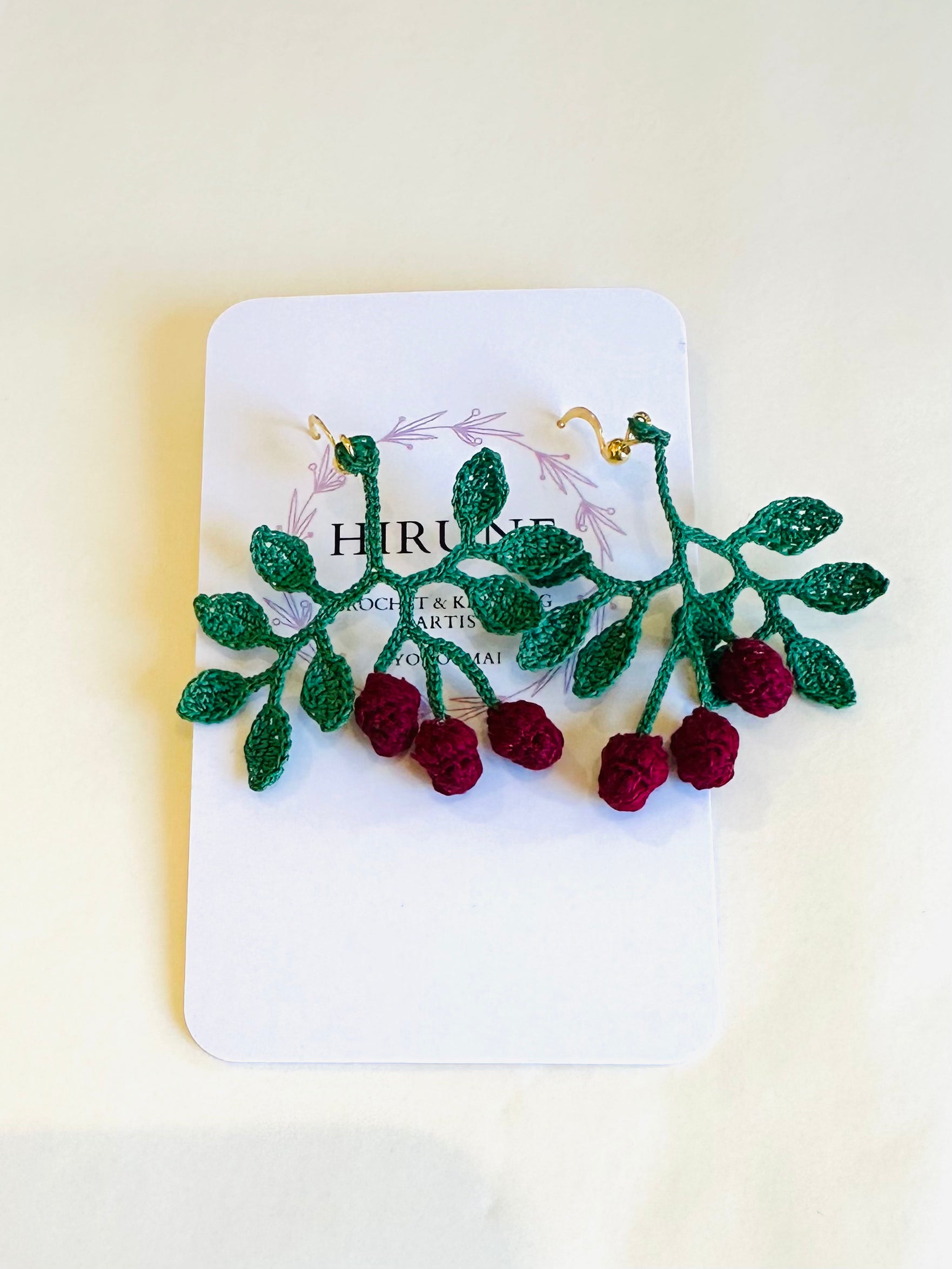 Hand crocheted Raspberry earrings