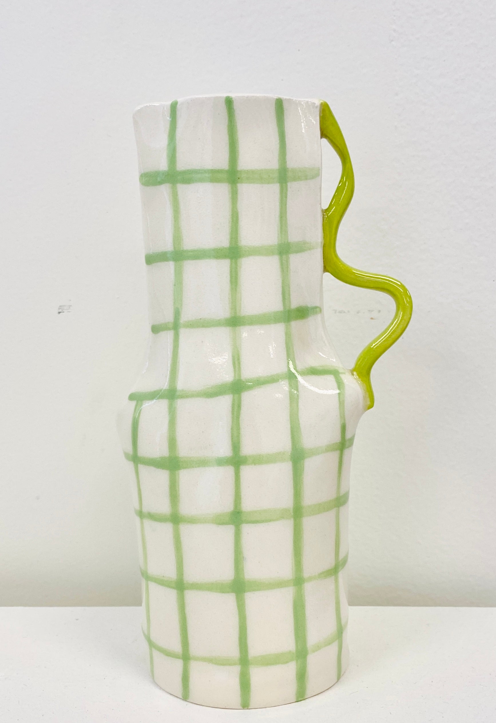 Green Grid Vessel with Lime green Handle