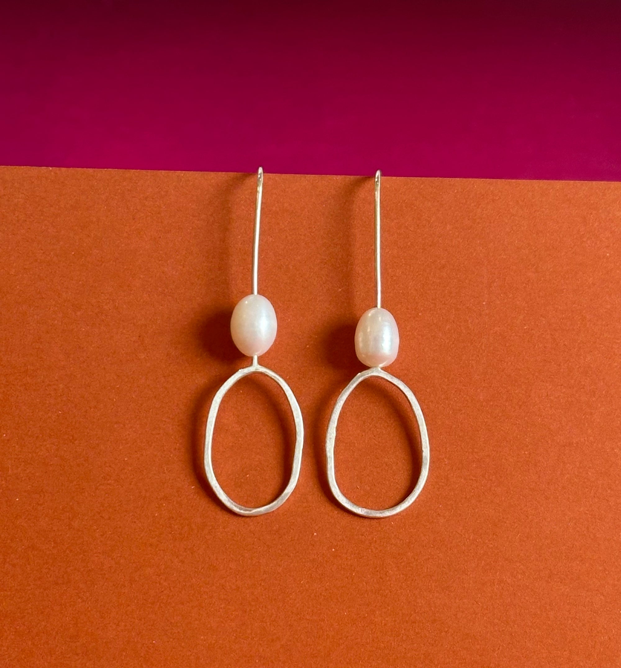 (Copy) Freshwater Pearl & Silver Square Earrings