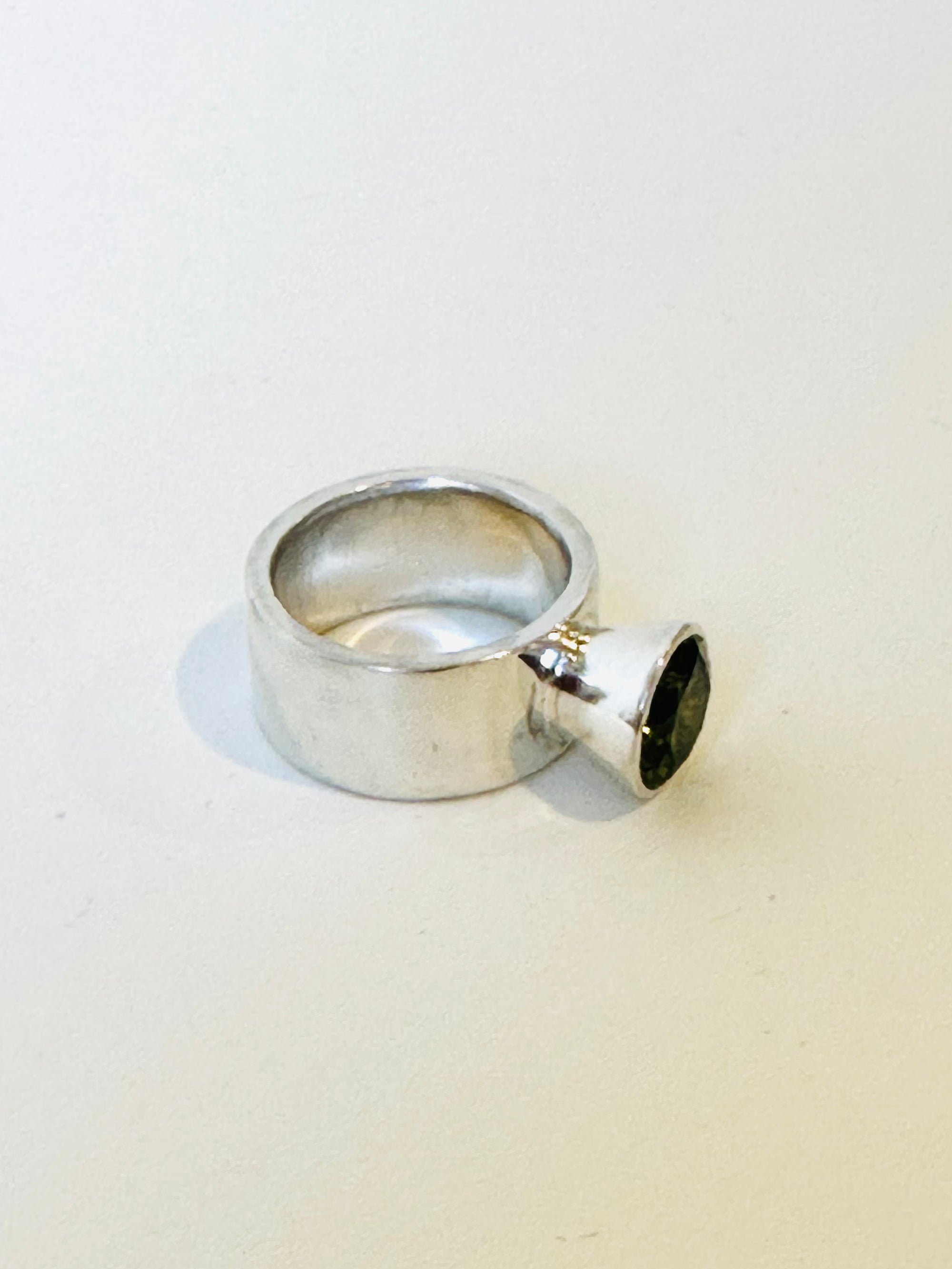 Silver and Green Cubic Zirconia Ring