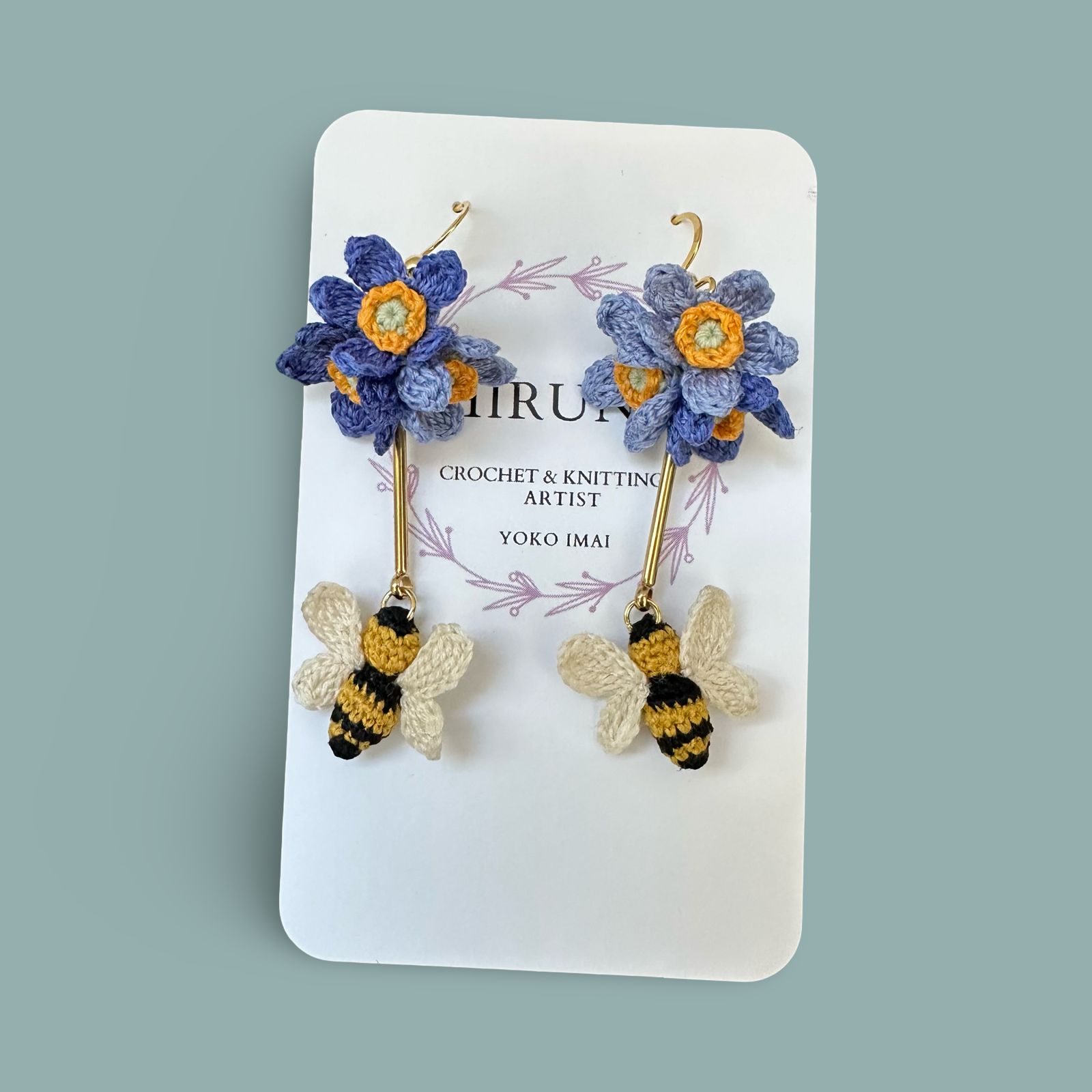 Hand crocheted Bumblebee & Flower earrings