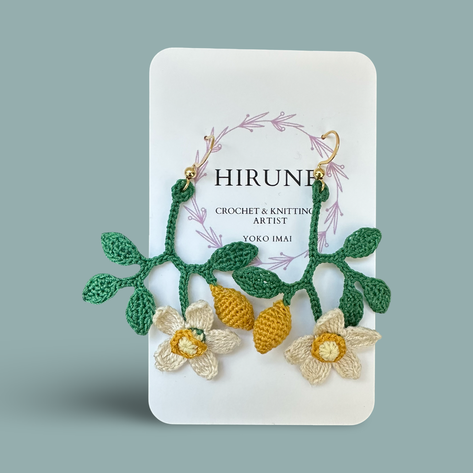 Hand crocheted lemon earrings