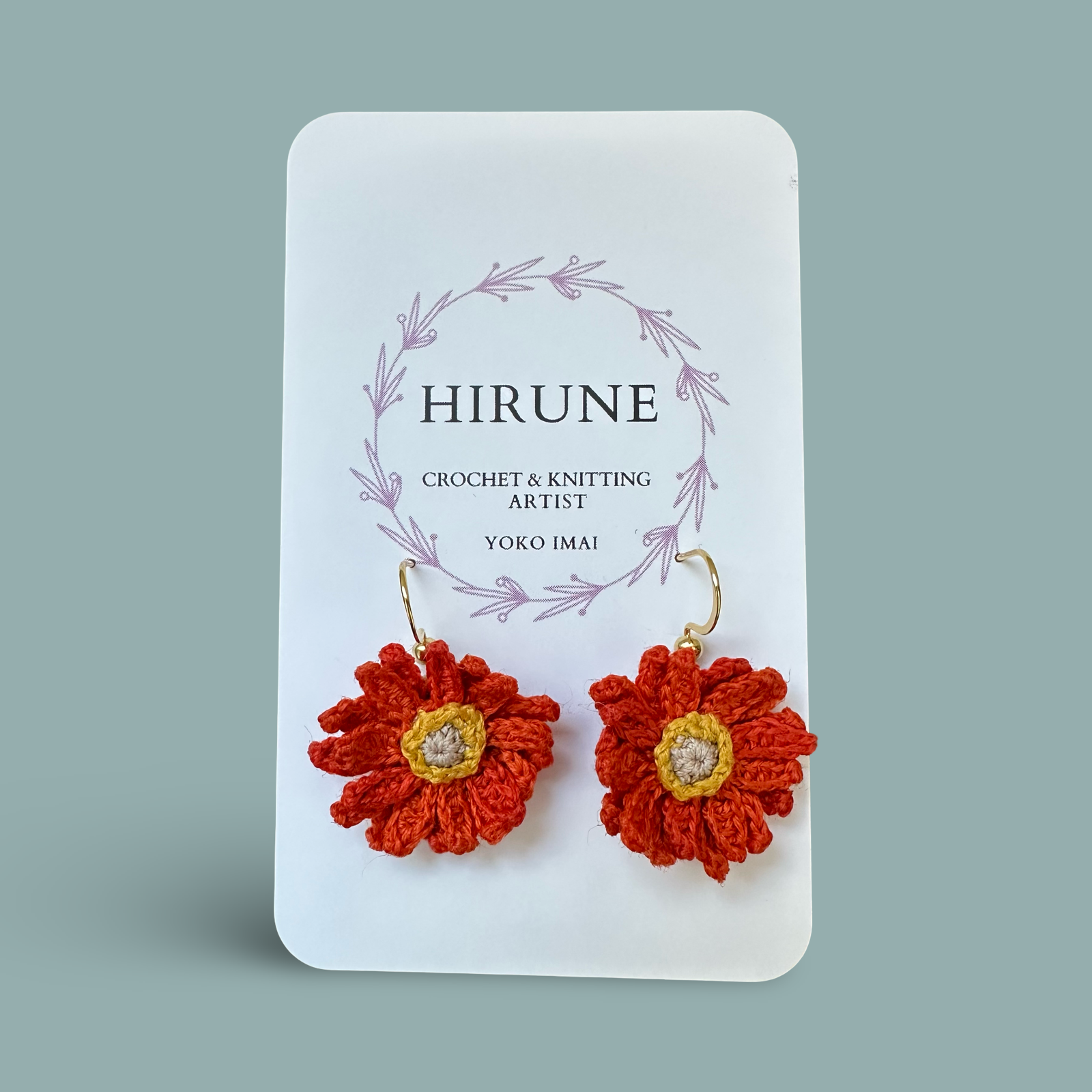 Hand crocheted Gerbera earrings