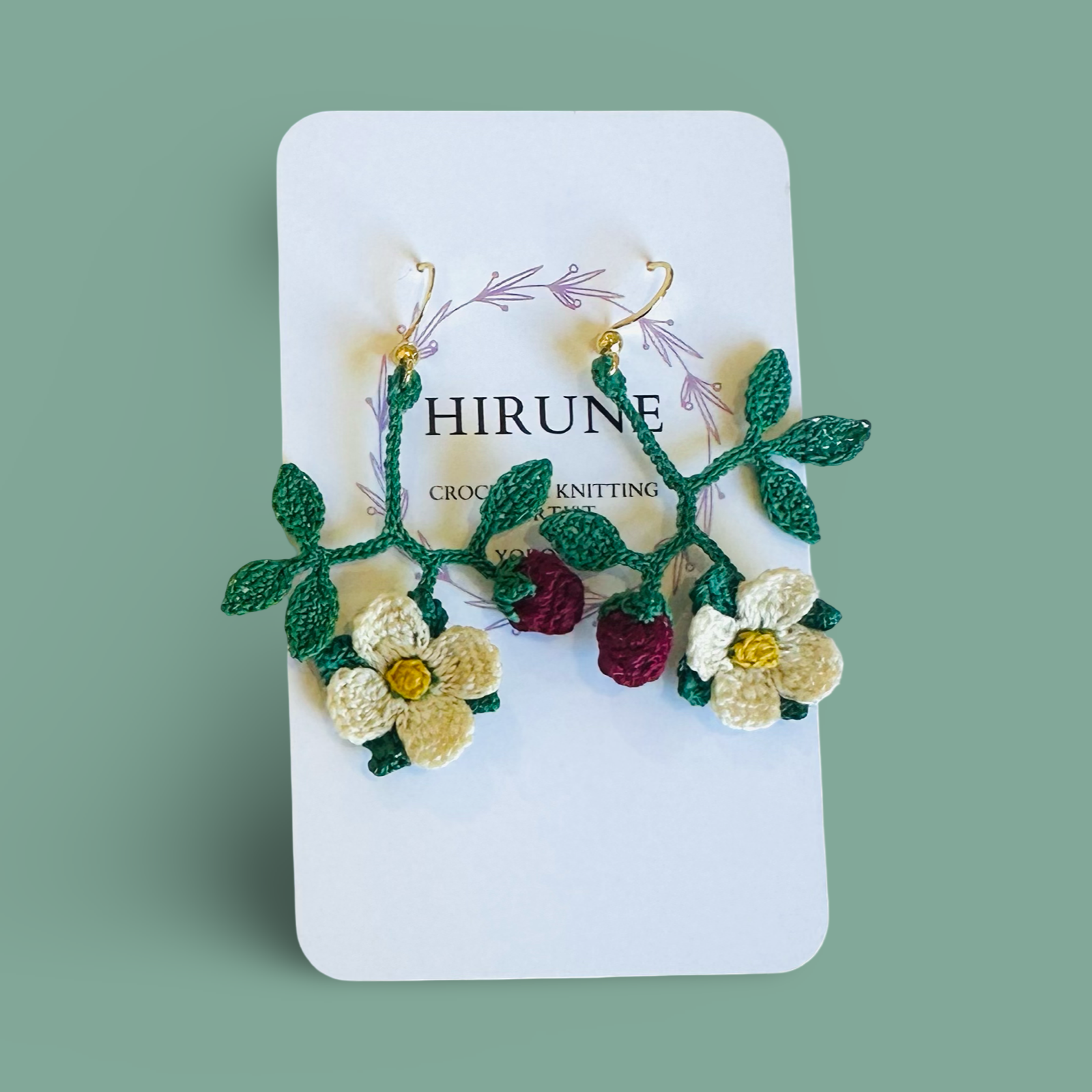 Hand crocheted Raspberry earrings