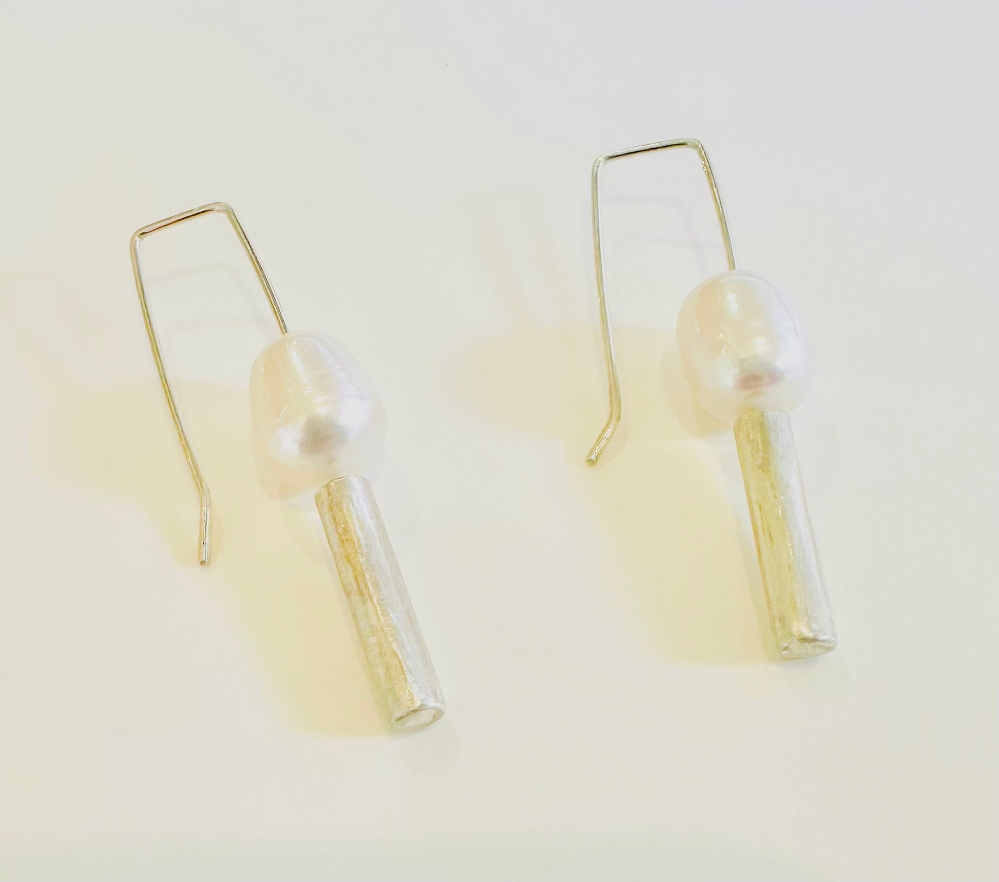 Single Pearl & Silver drop Earrings