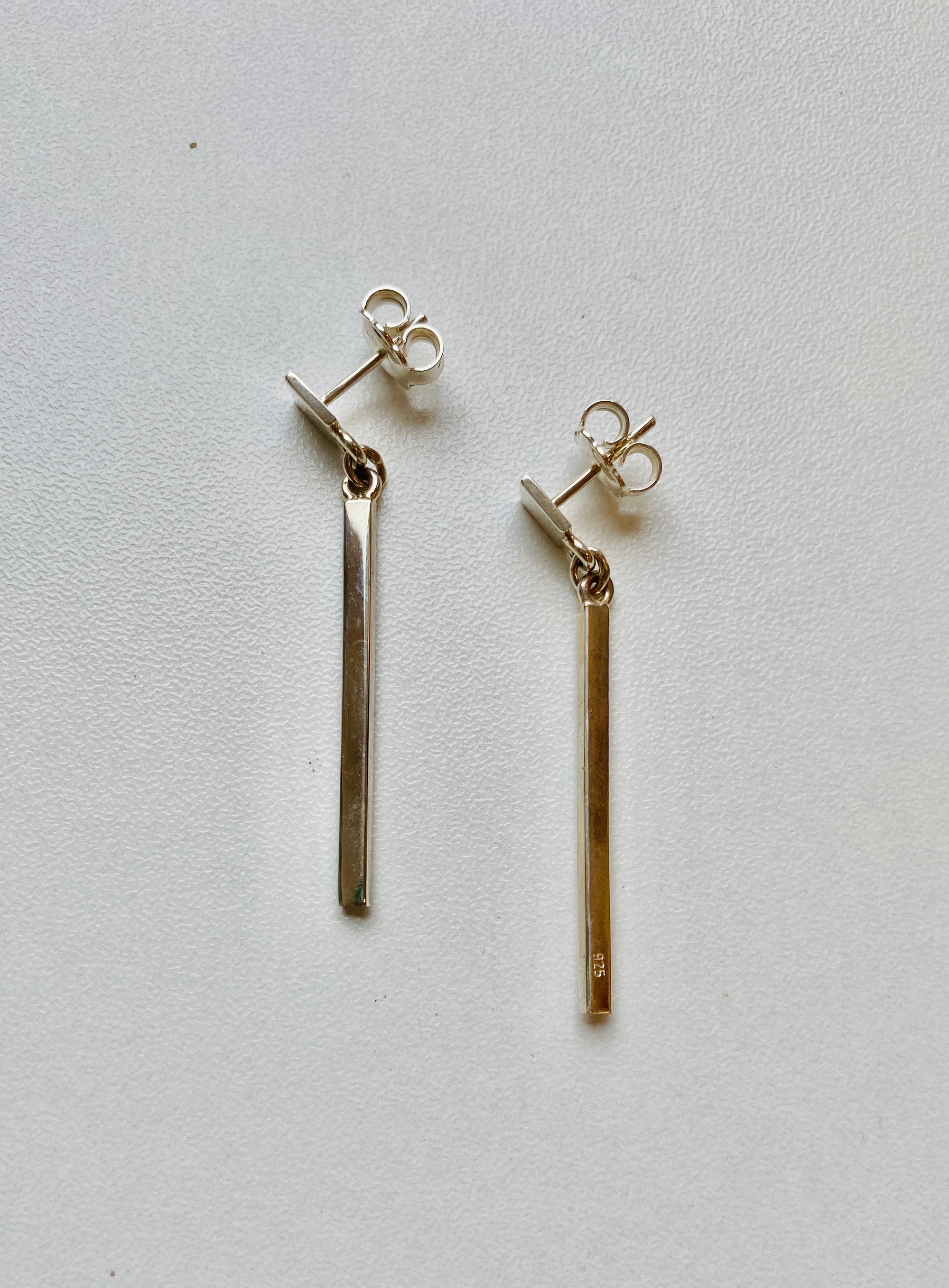 Silver Bar drop earrings