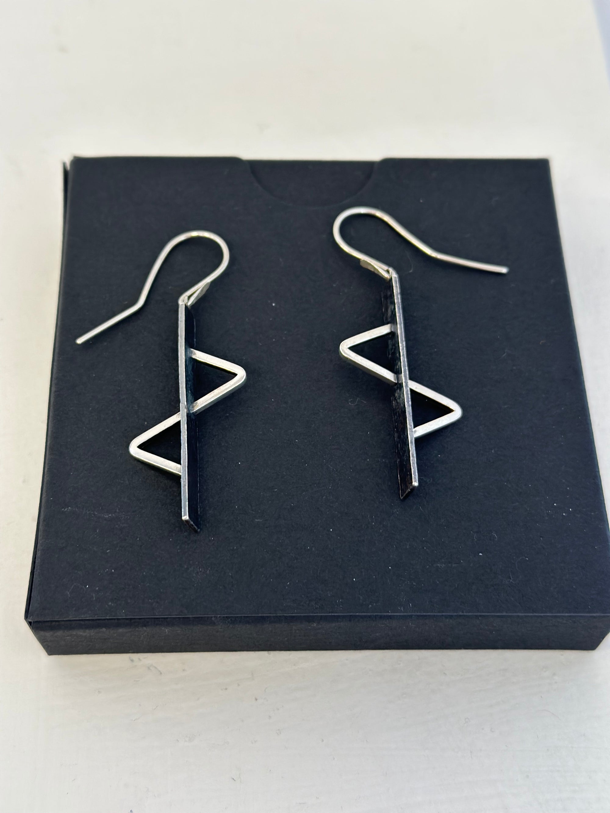 Zig Zag Silver Bar Earrings