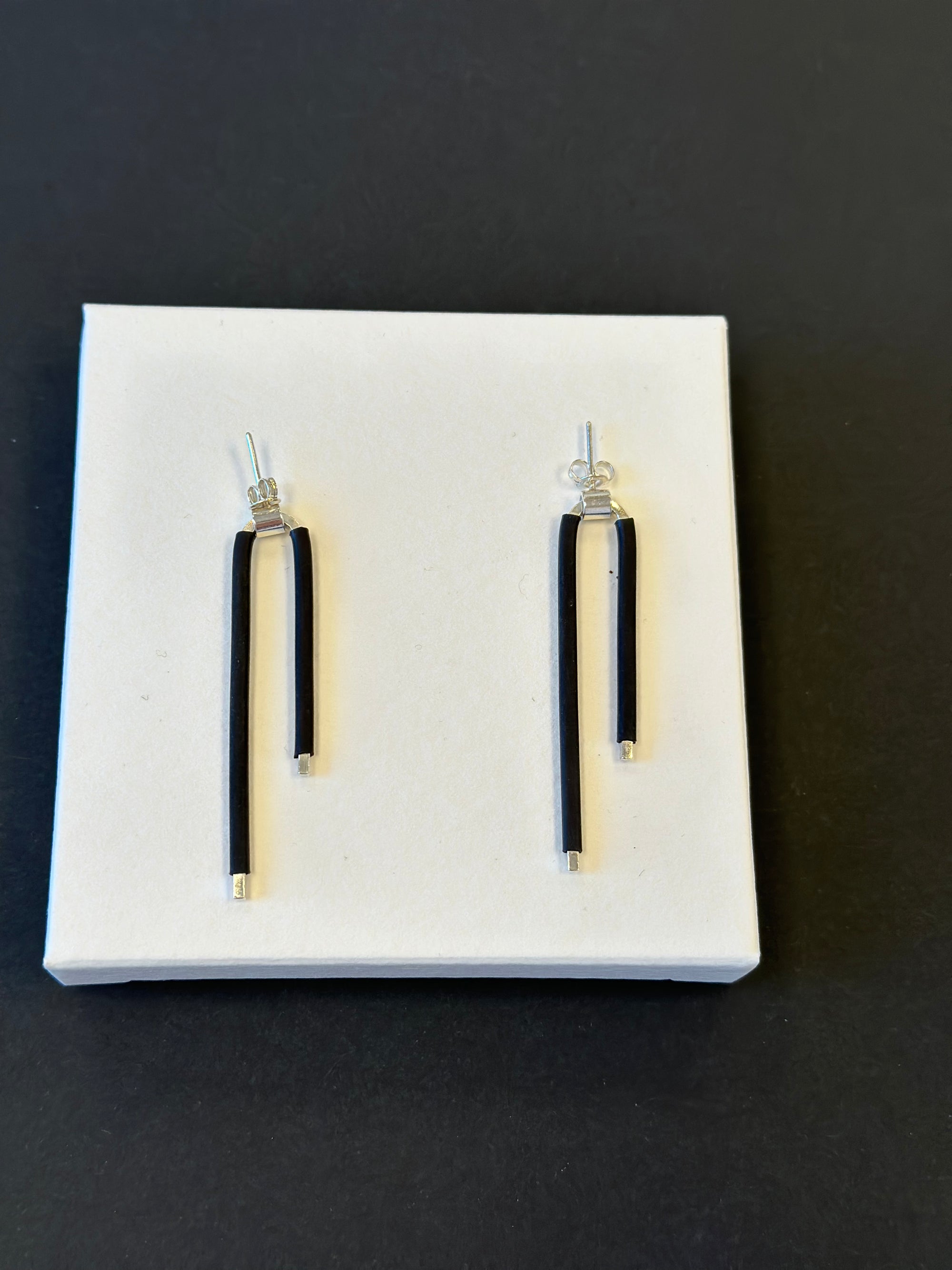 Silver & Rubber Prong Earrings