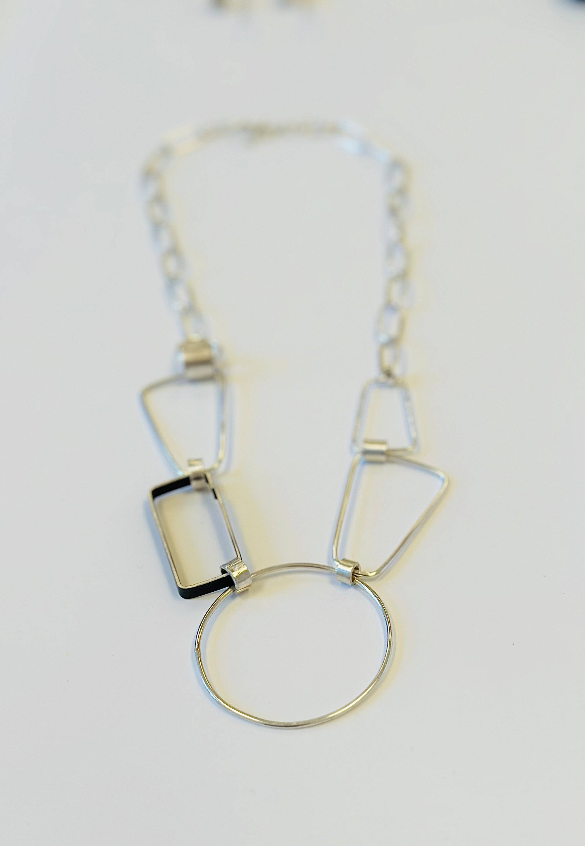 Silver Necklace with black wide piece