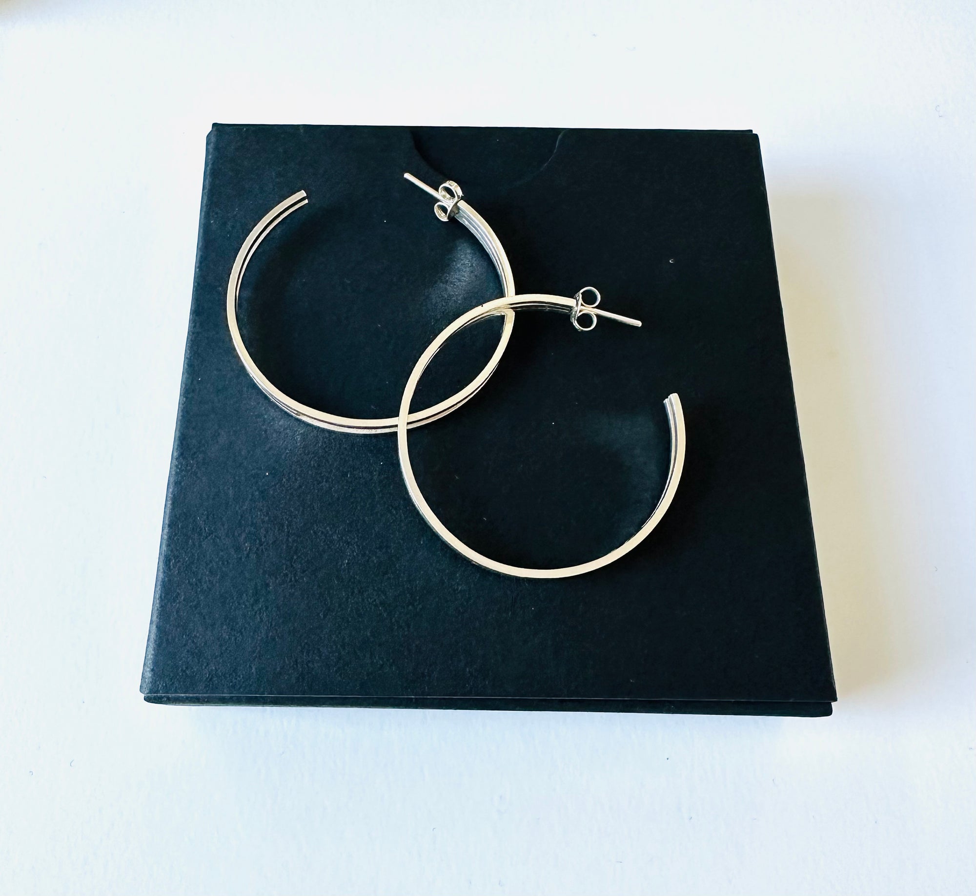 Large Prong Silver Hoops on studs