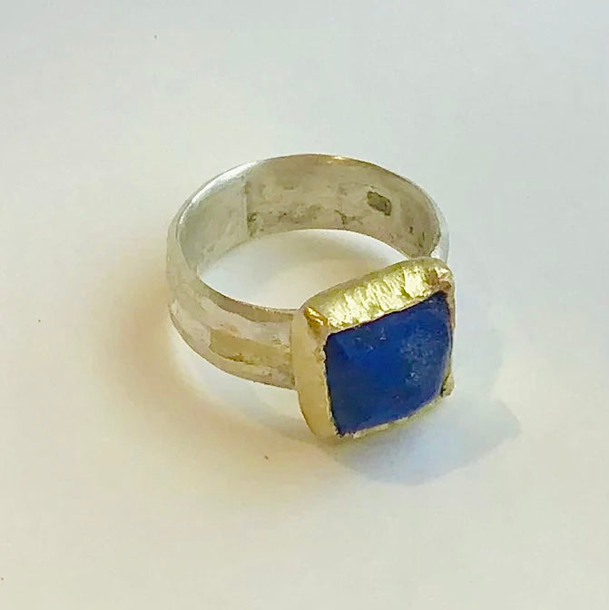 Lapis, gold and silver ring