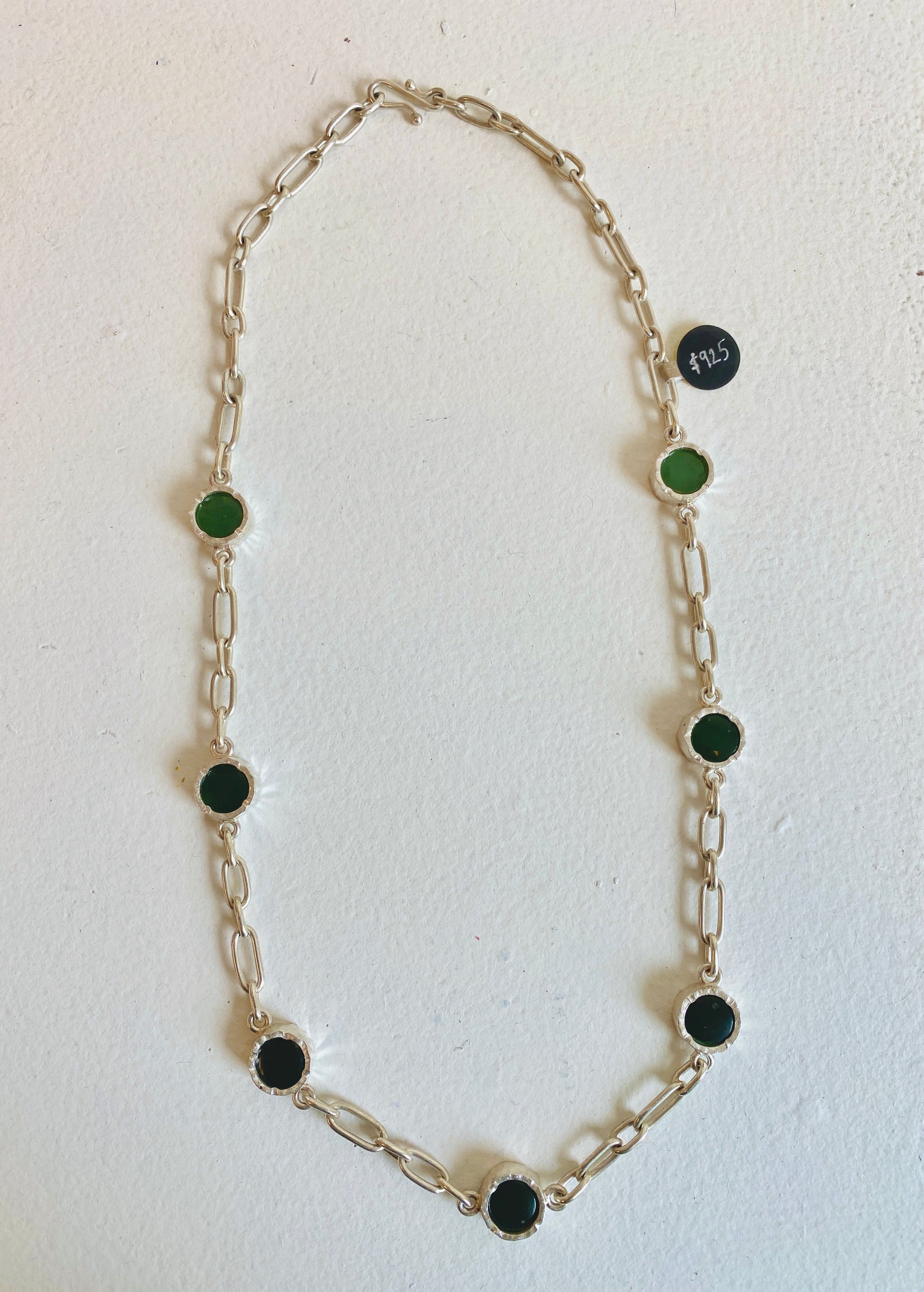 Pounamu Necklace - 7 stone stirling silver