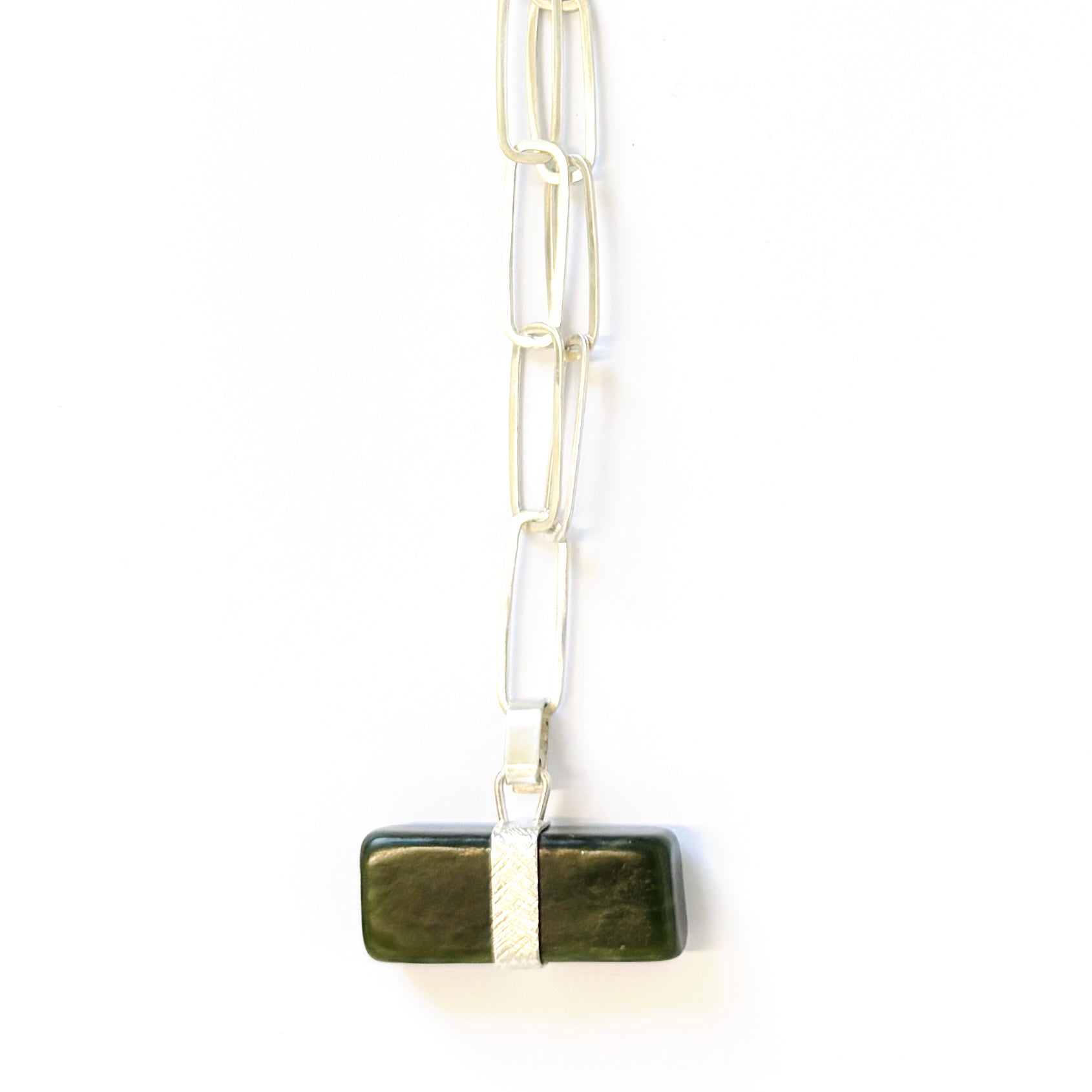 Silver Chain Link & Pounamu necklace