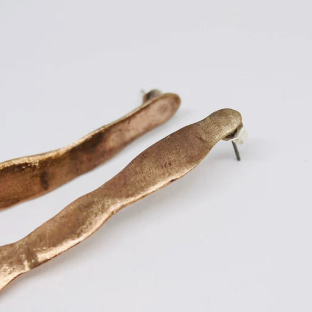 Bronze Hand Formed Stud Earrings