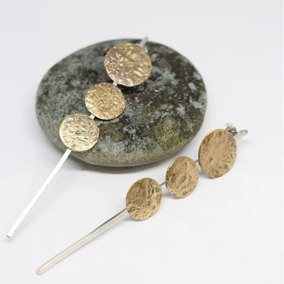 Silver + Brass Disc Stud Earrings