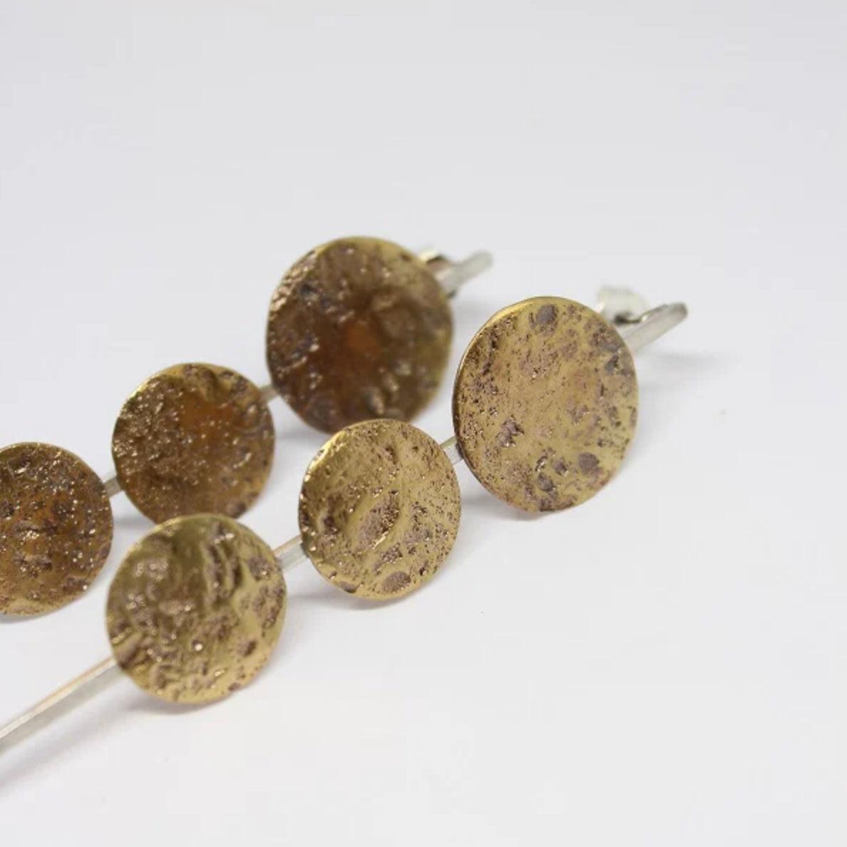 Silver + Brass Disc Stud Earrings