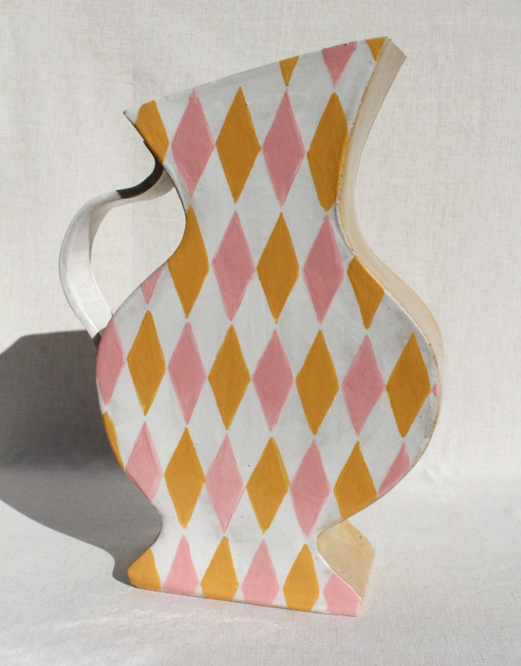 Harlequin in Pink and Mustard