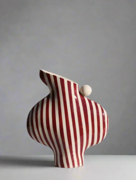 Burgundy Striped Vessel