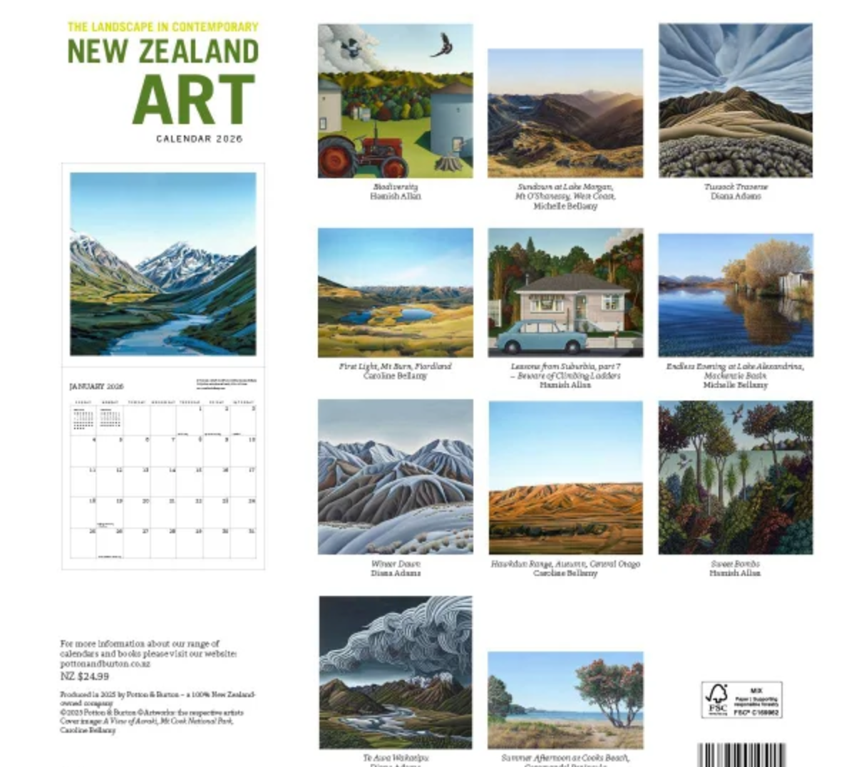 New Zealand Art Calendar 2026