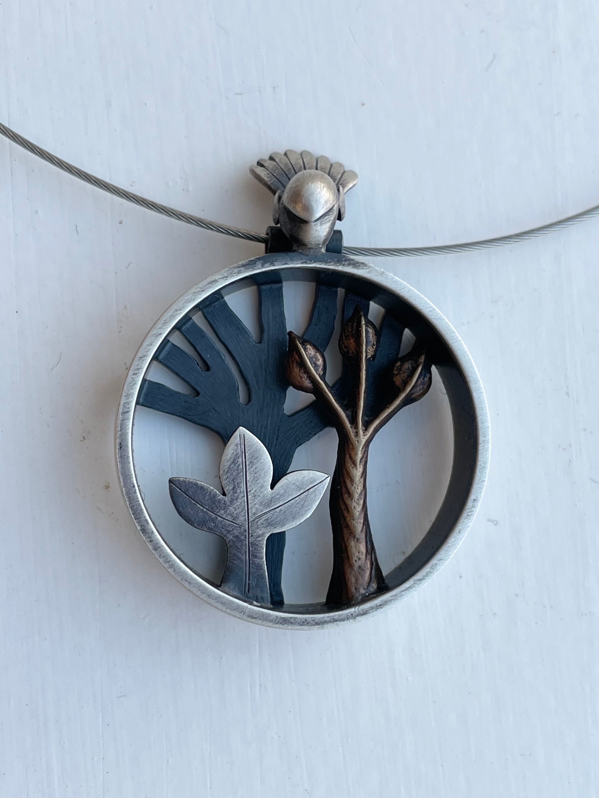 Forest Pendant  - Stirling Silver and Bronze