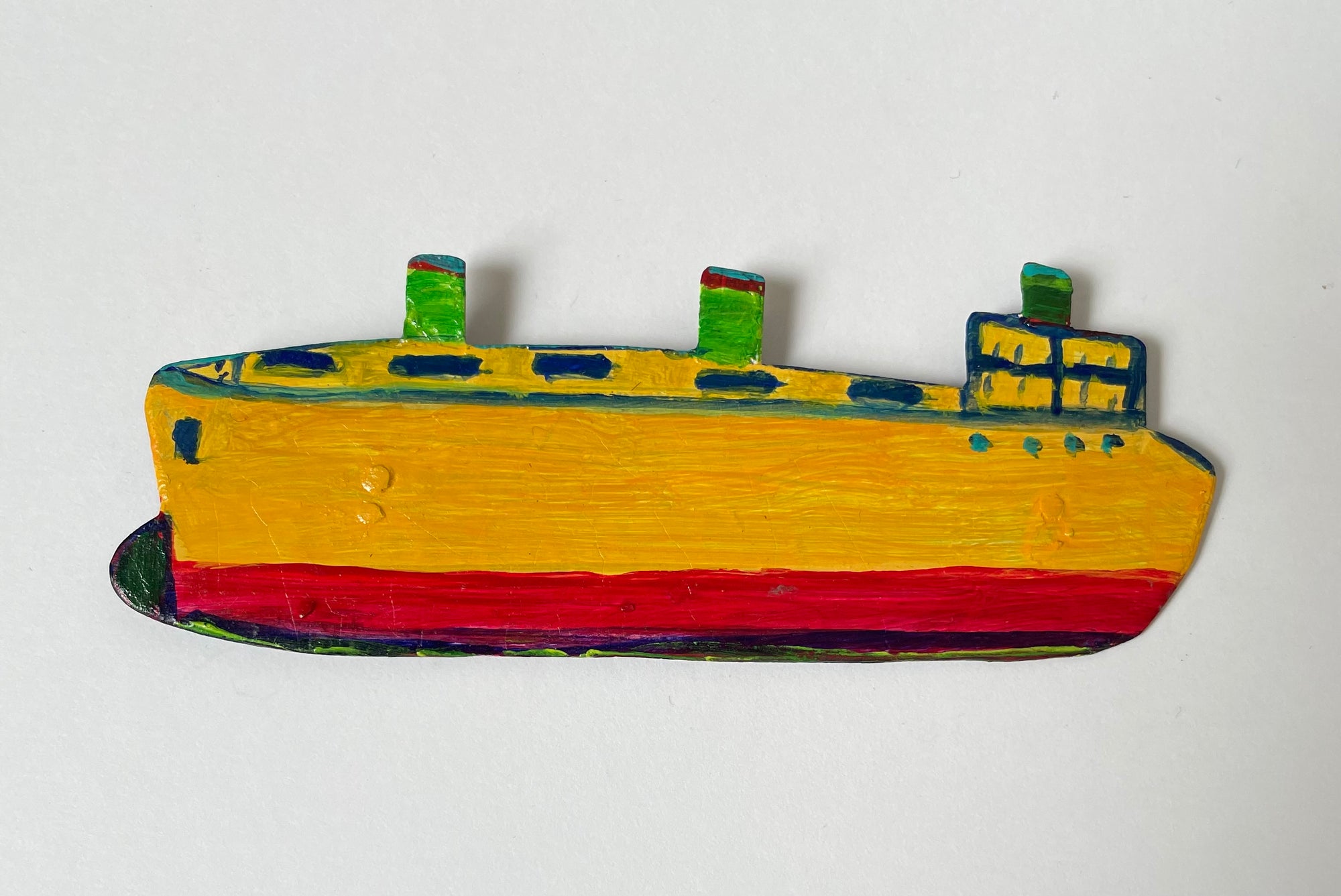 Yellow Container Boat Brooch