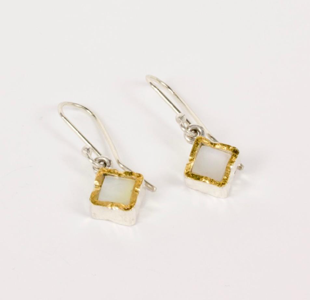 Earrings - Mother of Pearl and gold drops