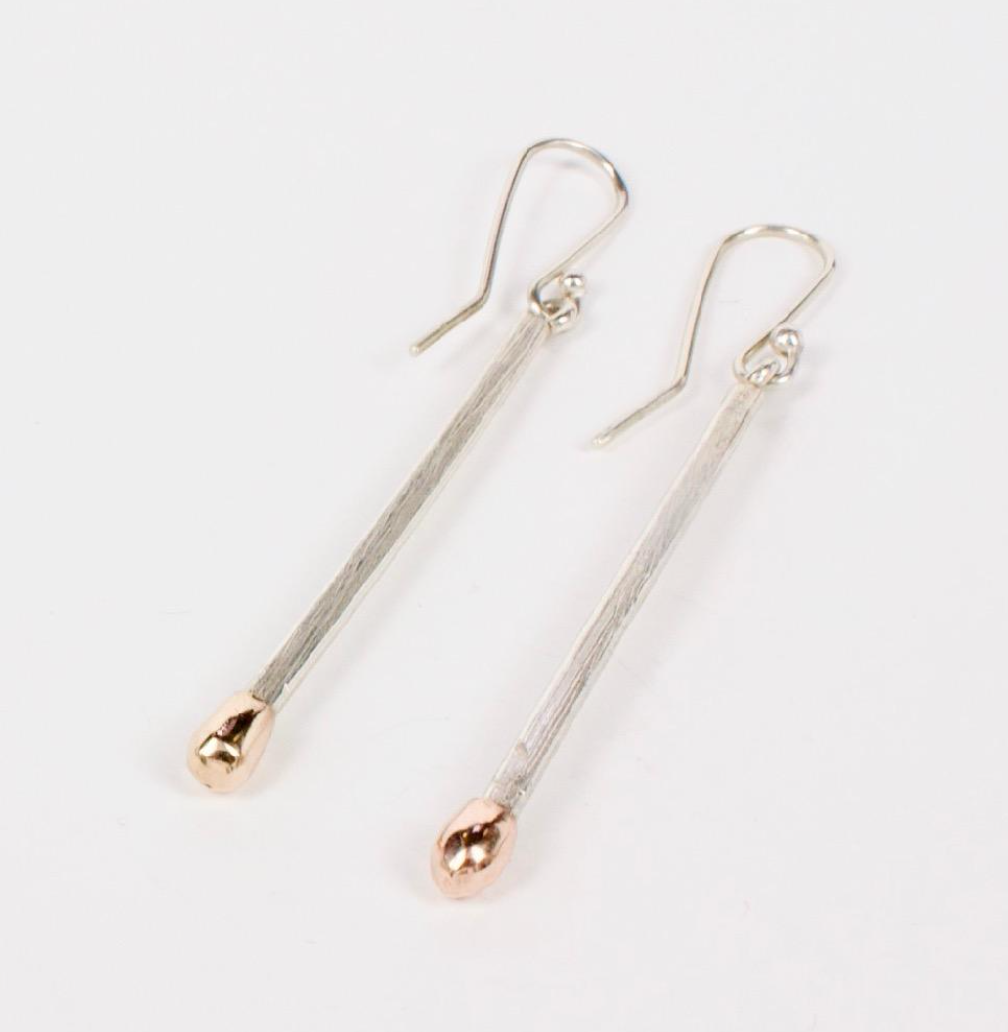Live Match Earrings- Sterling silver and 22c. Gold