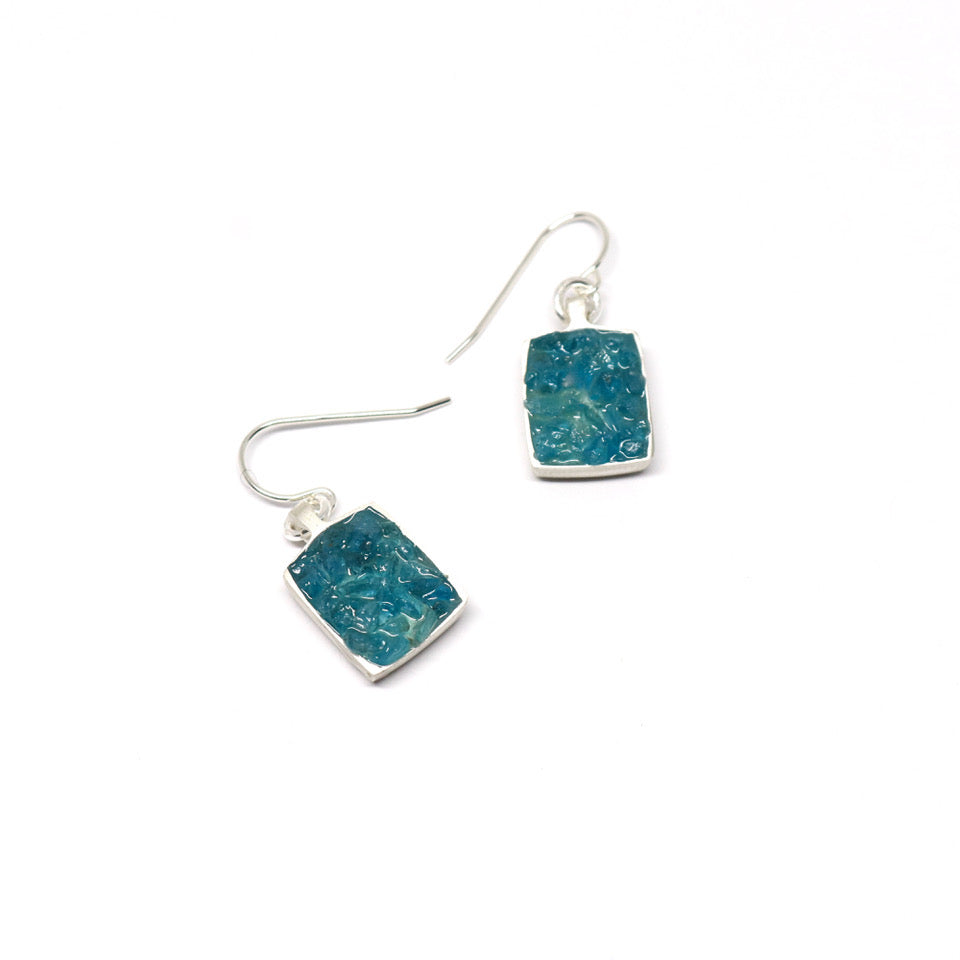 Square sterling silver and dark apatite earrings