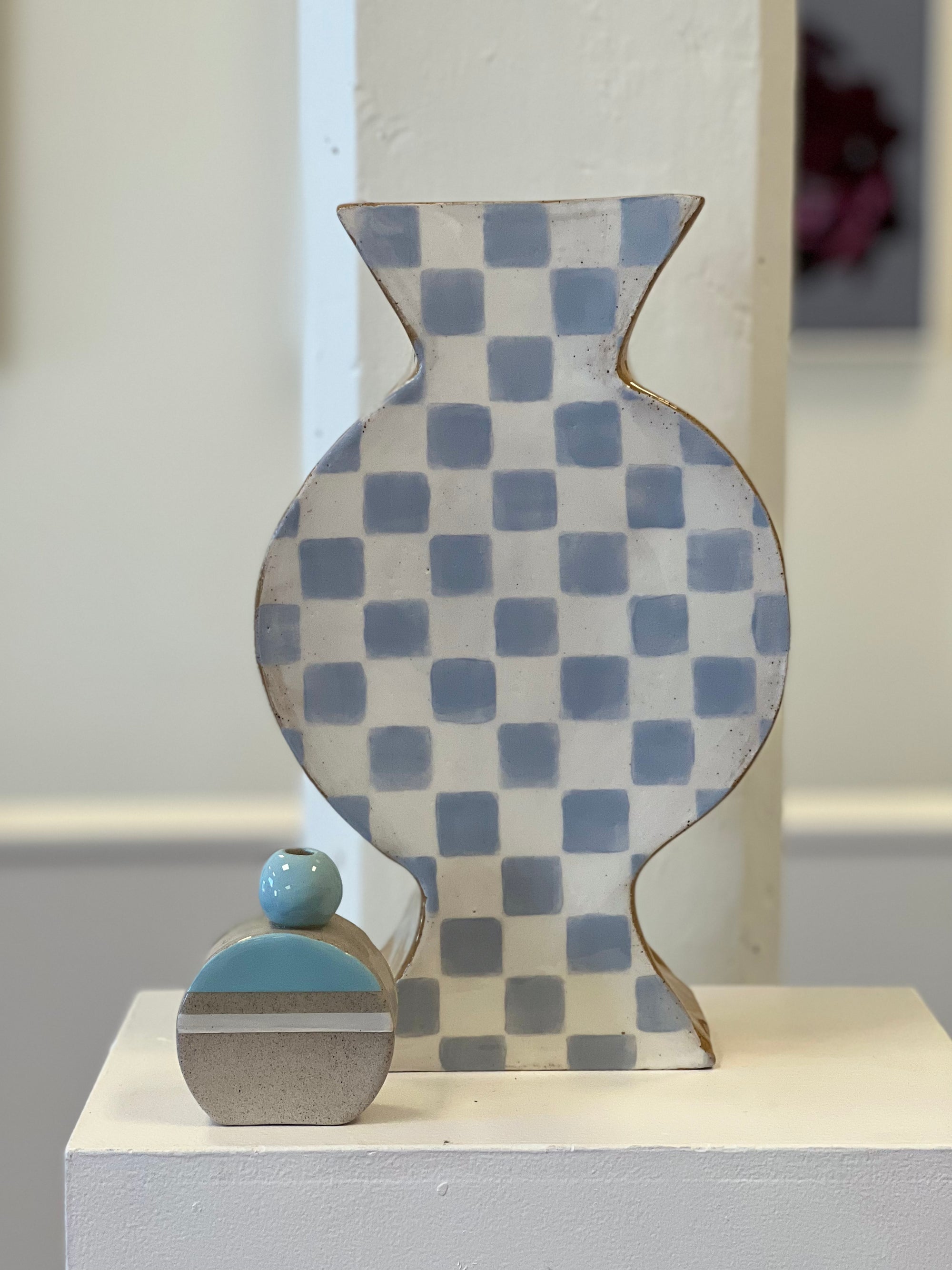 Large Blue chequered Vessel