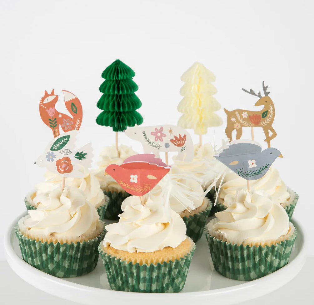 Christmas woodland cupcake decorations