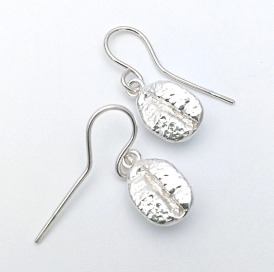 Silver Coffee Bean Earrings