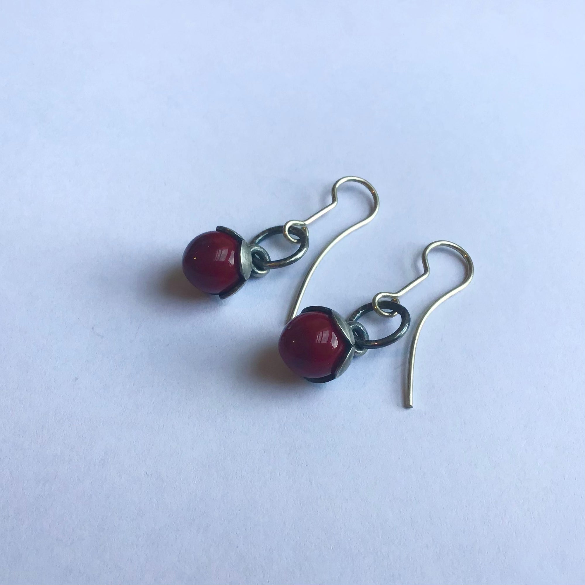 Dark red berry earrings